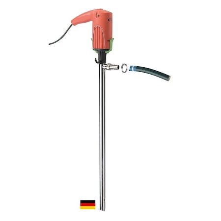 Drum Pump, Stainless Steel, 27 Long, Motor, 120V,60Hz, 1ph, 230 Watts Power, 6 Ft UHMWPE Hose